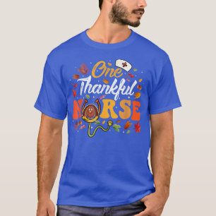 One Thankful Nurse Stethoscope Turkey Autumn Leave T-Shirt