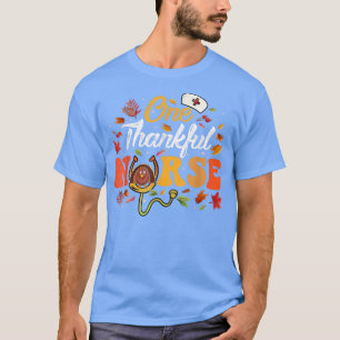 One Thankful Nurse Stethoscope Turkey Autumn Leave T-Shirt