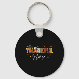 One Thankful Nurse Thanksgiving Day Leopard Plaid  Key Ring