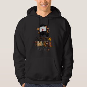 One Thankful Nurse Thanksgiving Nursing Scrub Fall Hoodie