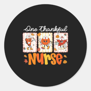 One Thankful Nurse Thanksgiving Turkey Day Nurse G Classic Round Sticker