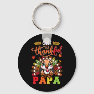 One Thankful Papa Thanksgiving Family Team Funny T Key Ring