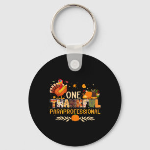 One Thankful Paraprofessional Turkey Autumn Thanks Key Ring