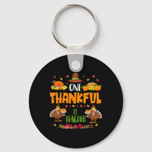 One Thankful Pe Teacher Fall Autumn Thanksgiving  Key Ring