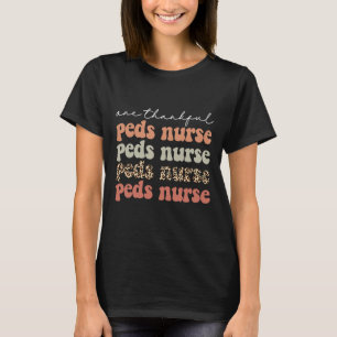 One Thankful PEDS Nurse Autumn Tree Fall Leaves Th T-Shirt