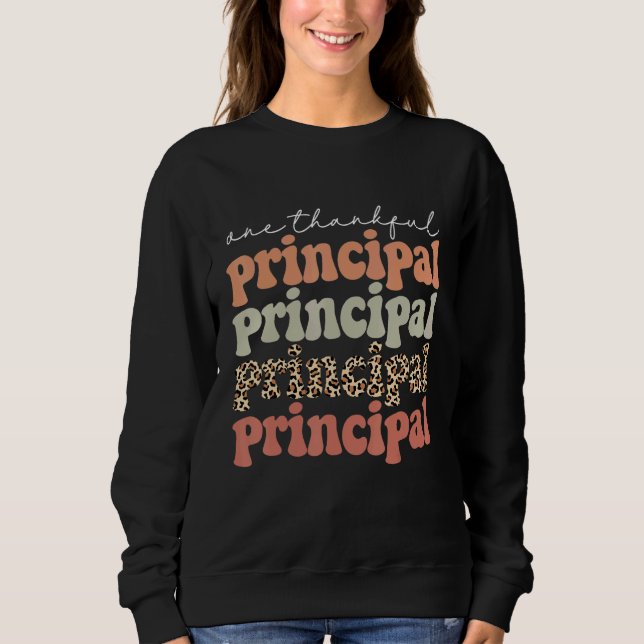 One Thankful Principal Autumn Tree Fall Leaves Tha Sweatshirt (Front)