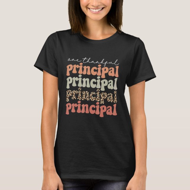 One Thankful Principal Autumn Tree Fall Leaves Tha T-Shirt (Front)