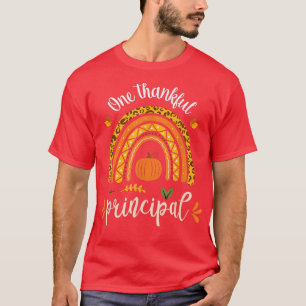 One Thankful Principal Leopard Rainbow Women Thank T-Shirt