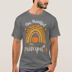 One Thankful Principal Leopard Rainbow Women Thank T-Shirt