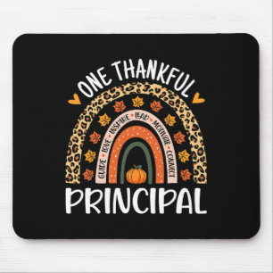 One Thankful Principal Thanksgiving Rainbow Leopar Mouse Pad
