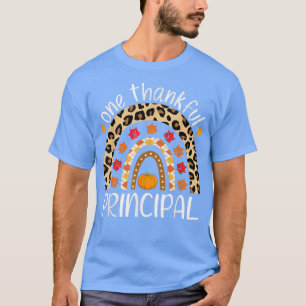One Thankful Principal Thanksgiving Rainbow Leopar T-Shirt
