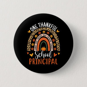 One Thankful School Principal Thanksgiving Rainbow 6 Cm Round Badge