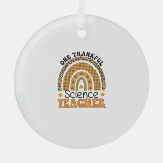 One Thankful Science Teacher Groovy Thanksgiving R Glass Tree Decoration