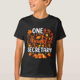One Thankful Secretary Funny Fall Autumn Thanksgiv T-Shirt