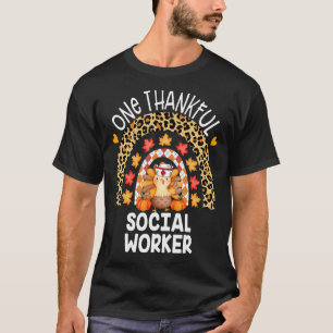 One Thankful Social Worker Turkey Autumn Thanksgiv T-Shirt