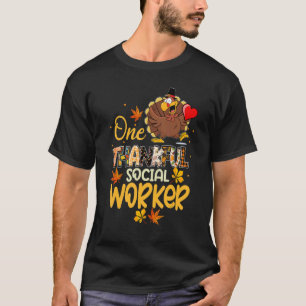 One Thankful Social Worker Turkey Pilgrim Hat Than T-Shirt