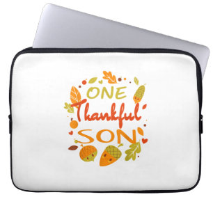 One Thankful Son Shirt Family Thanksgiving 2021 ma Laptop Sleeve