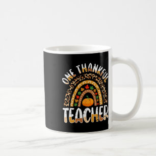 One Thankful Teacher Cute Thanksgiving Rainbow Leo Coffee Mug
