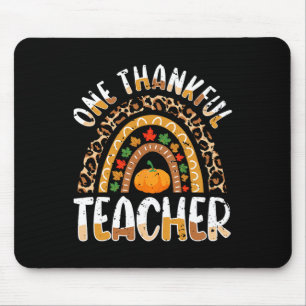 One Thankful Teacher Cute Thanksgiving Rainbow Leo Mouse Pad