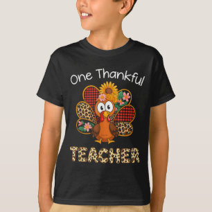 One Thankful Teacher Funny Cute Turkey Thanksgivin T-Shirt