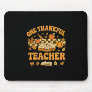One Thankful Teacher Groovy Book Pumpkin Fall Than Mouse Pad