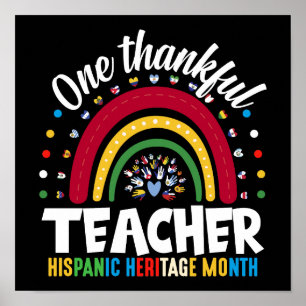 One Thankful Teacher Hispanic Heritage Month Flags Poster