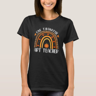 One Thankful Teacher Rainbow Leopard Thanksgiving  T-Shirt