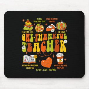 One Thankful Teacher Retro Groovy Teacher Thanksgi Mouse Pad