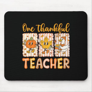 One Thankful Teacher Thanksgiving Preppy Fall Teac Mouse Pad