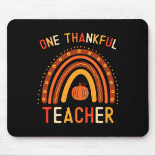 One Thankful Teacher Thanksgiving Rainbow Fall Tea Mouse Pad