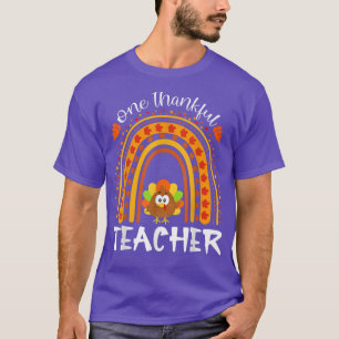 One Thankful Teacher Thanksgiving Rainbow Leopard T-Shirt