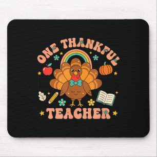 One Thankful Teacher Thanksgiving Turkey Cute Penc Mouse Pad