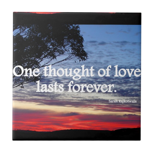 One Thought of Love Sunset Quotes Ceramic Tile (Front)