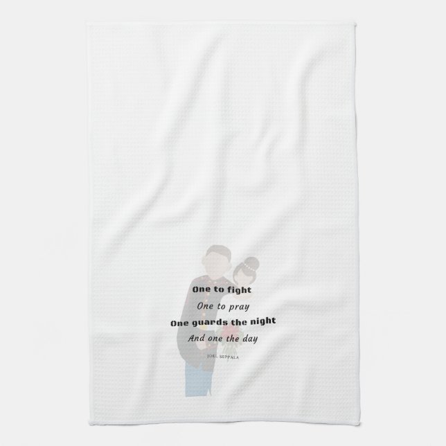 One to Fight, One to Pray Military Couple Tea Towel (Vertical)