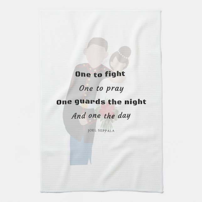 One to Fight, One to Pray Military Couple Tea Towel (Vertical)