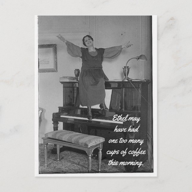 One too Many Cups of Coffee Postcard (Front)