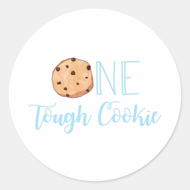 One Tough Cookie Milk and Cookies blue Birthday Classic Round Sticker (Front)