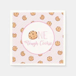 One Tough Cookie Pink Milk and Cookies Birthday Napkin