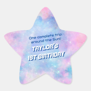One Trip Around The Sun 1st Birthday Nice Star Sticker