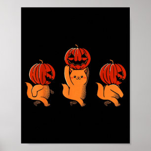 One Two Three Cute Kittens Pumpkin Halloween Soky  Poster