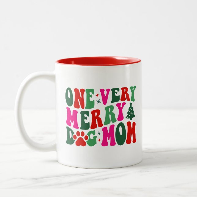 One Very Merry Dog Mum Christmas Day Photo Dog  Two-Tone Coffee Mug (Left)