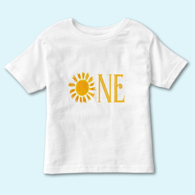 One Watercolor Boho 1st Birthday Baby Toddler T-Shirt (Creator Uploaded)