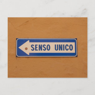 One Way Sign in Italian - Senso Unico Postcard