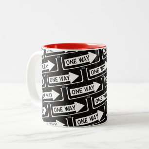 One way sign Two-Tone coffee mug