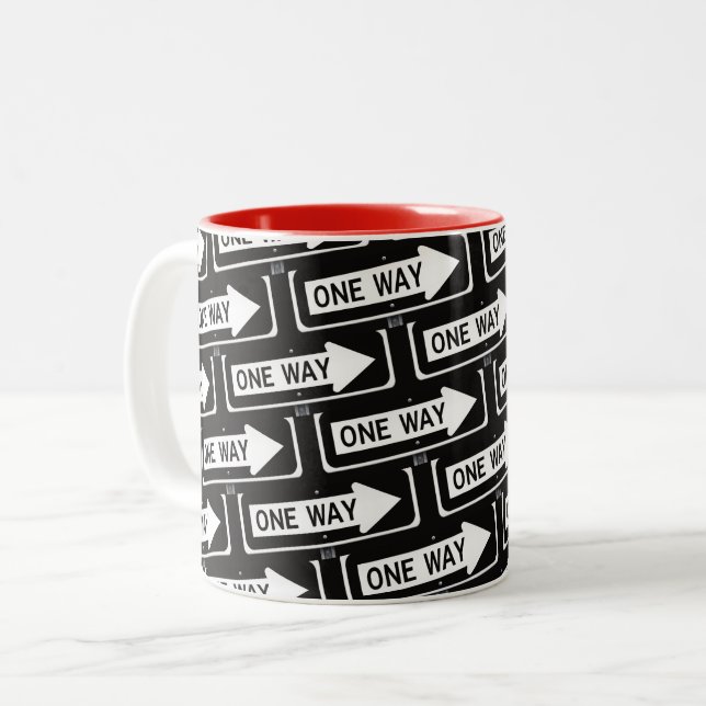 One way sign Two-Tone coffee mug (Front Left)