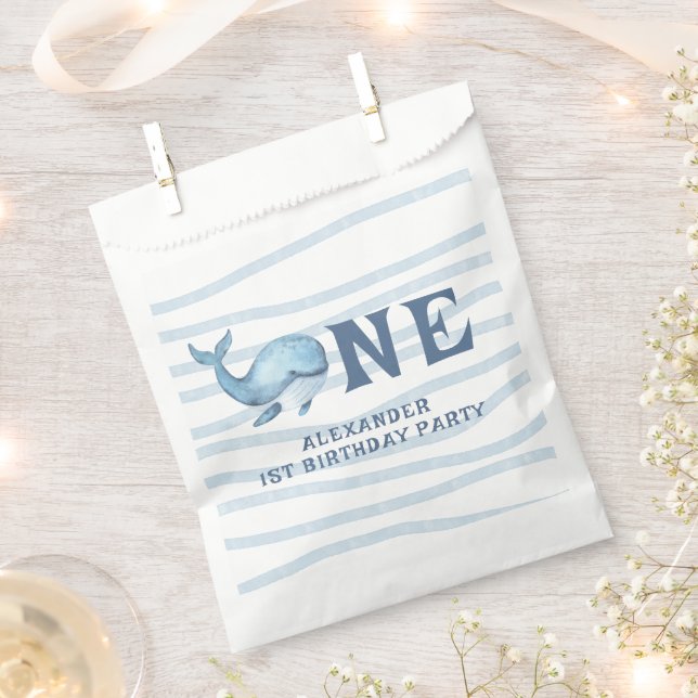 ONE WHALE 1st Birthday Under The Sea Favour Bags (Clipped)