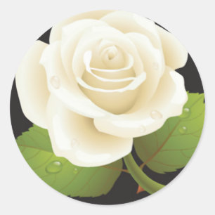 One White Rose Classic Round Sticker