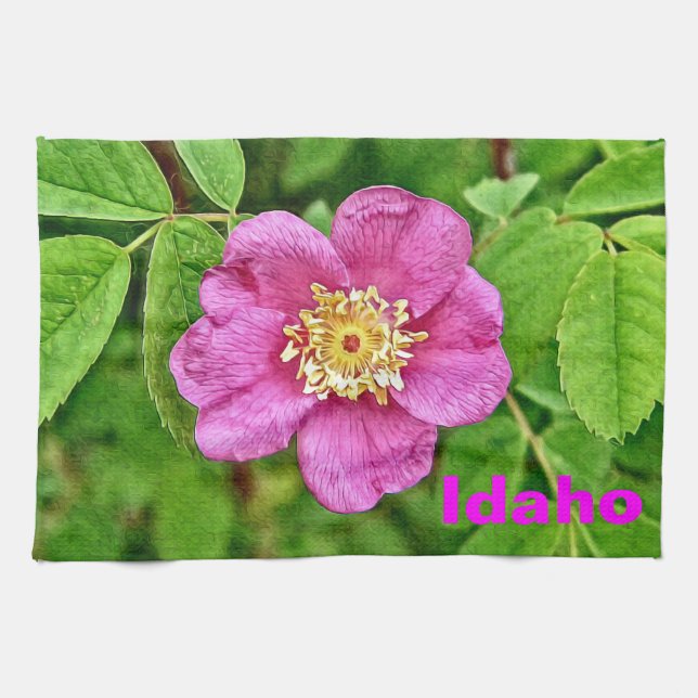 One Wild Rose - Idaho Tea Towel (Horizontal)