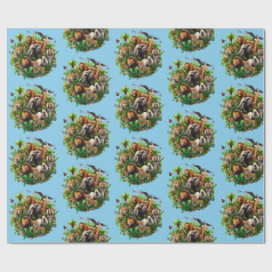 One Wild Year Boy's 1st birthday Wrapping Paper