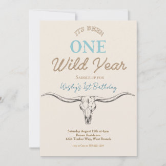 One Wild Year Boys First Birthday Party Invitation